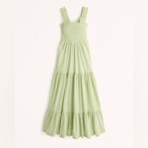Abercrombie & Fitch: Smocked Bodice Easy Maxi Dress - Lime Green